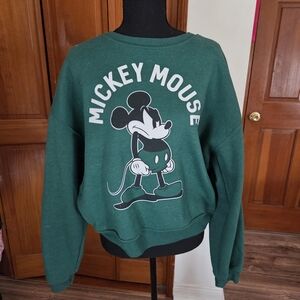 Disney Green Mickey Mouse Pullover with Black & White Accents